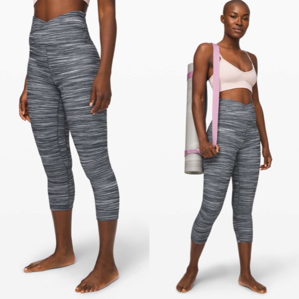 Lululemon Align Crop 21" *Cross Waist Mini Space Dye Herringbone Heathered SZ 4